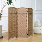 3 Panel Rattan Divider Short Room Partition Screen