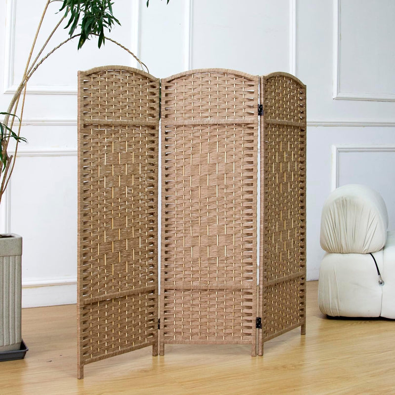 3 Panel Rattan Divider Short Room Partition Screen