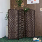 3 Panel Rattan Divider Short Room Partition Screen