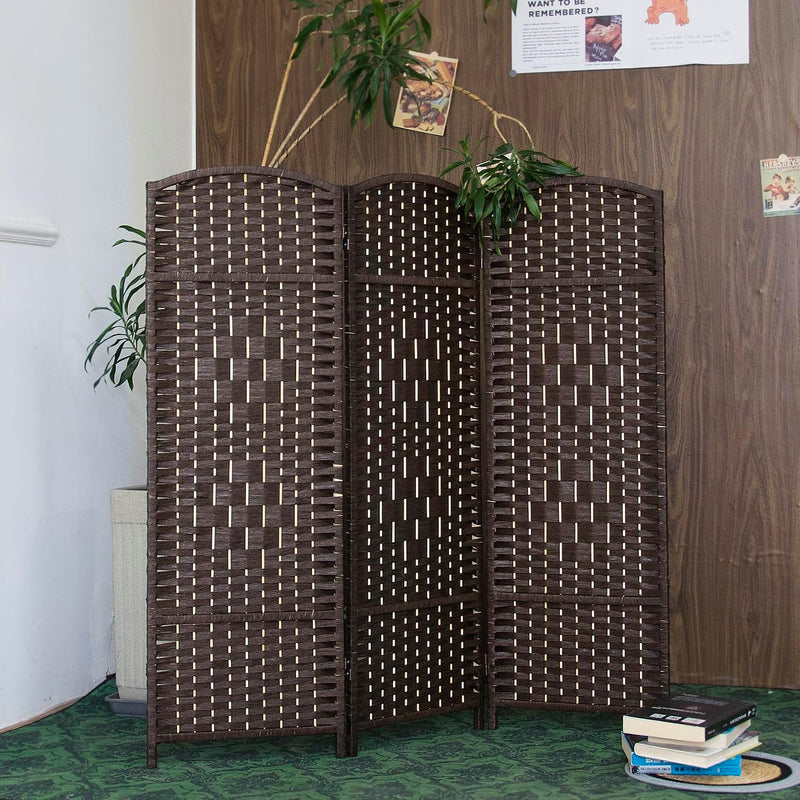 3 Panel Rattan Divider Short Room Partition Screen