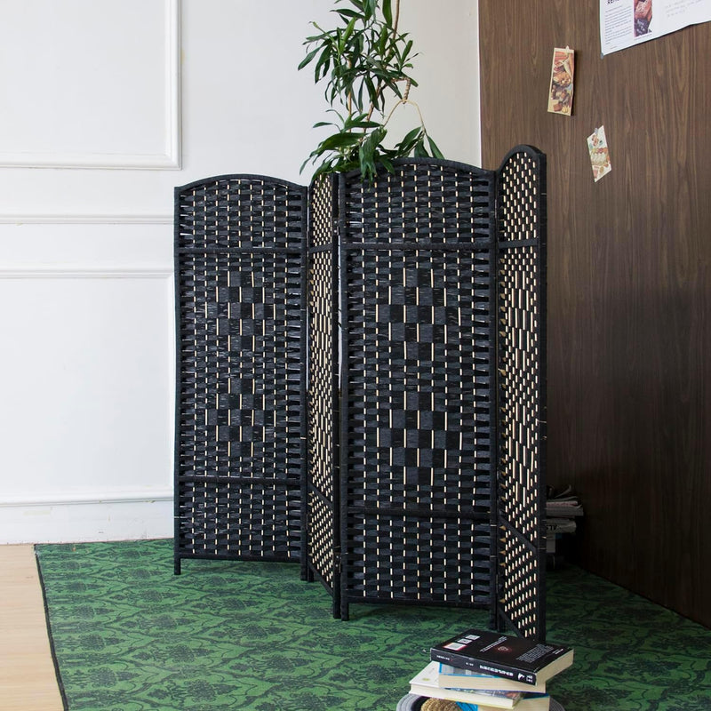 3 Panel Rattan Divider Short Room Partition Screen