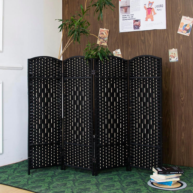 3 Panel Rattan Divider Short Room Partition Screen