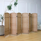3 Panel Rattan Divider Short Room Partition Screen