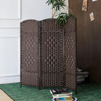 3 Panel Rattan Divider Short Room Partition Screen