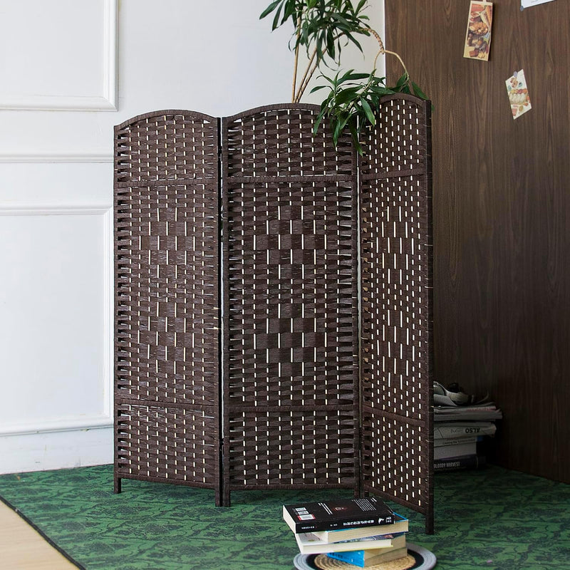 3 Panel Rattan Divider Short Room Partition Screen