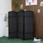3 Panel Rattan Divider Short Room Partition Screen