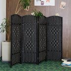 3 Panel Rattan Divider Short Room Partition Screen