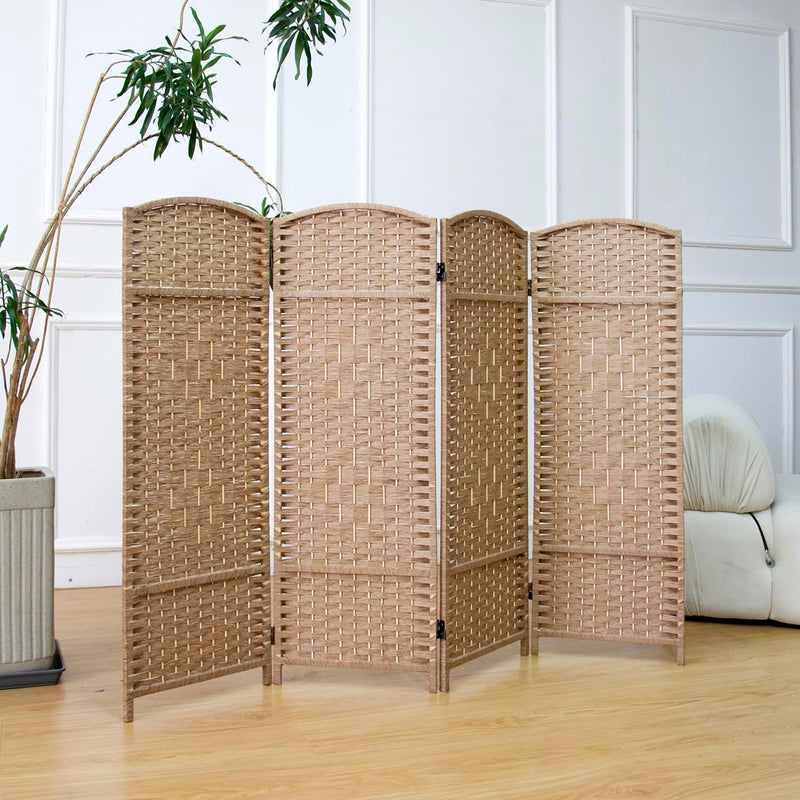 3 Panel Rattan Divider Short Room Partition Screen