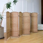 3 Panel Rattan Divider Short Room Partition Screen