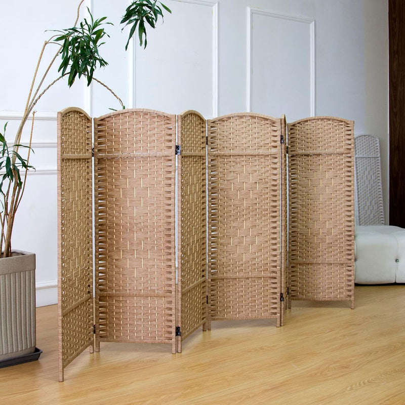 3 Panel Rattan Divider Short Room Partition Screen
