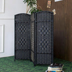 3 Panel Rattan Divider Short Room Partition Screen