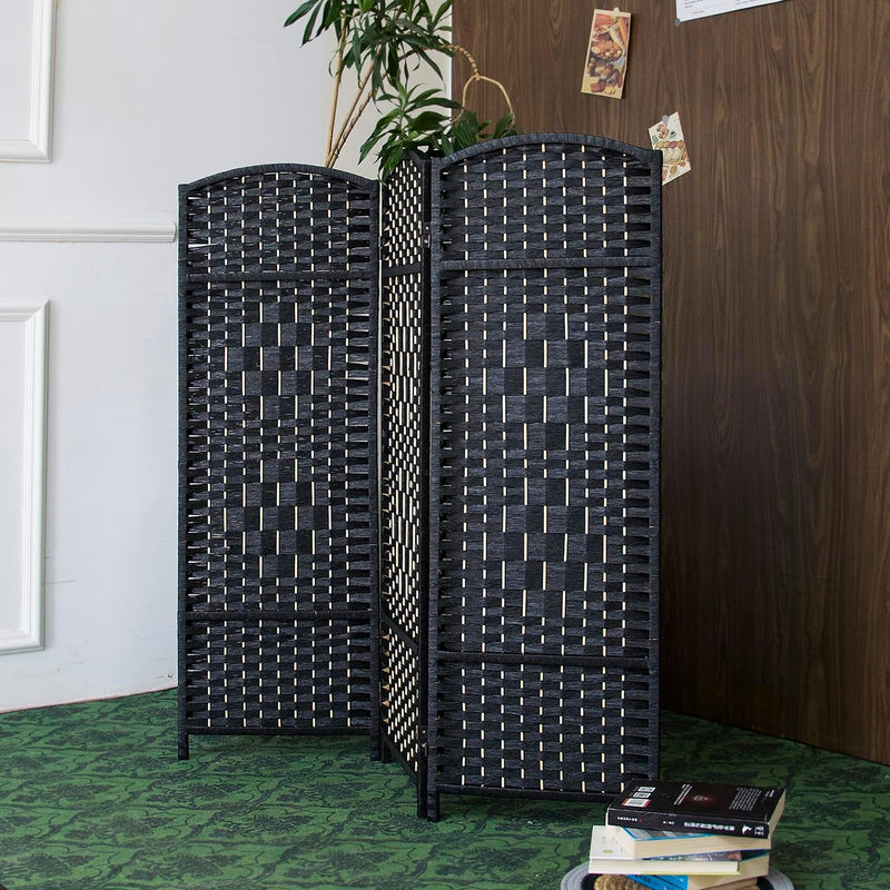 3 Panel Rattan Divider Short Room Partition Screen