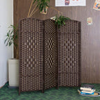 3 Panel Rattan Divider Short Room Partition Screen