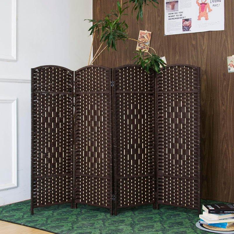 3 Panel Rattan Divider Short Room Partition Screen