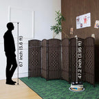 3 Panel Rattan Divider Short Room Partition Screen