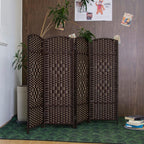 3 Panel Rattan Divider Short Room Partition Screen