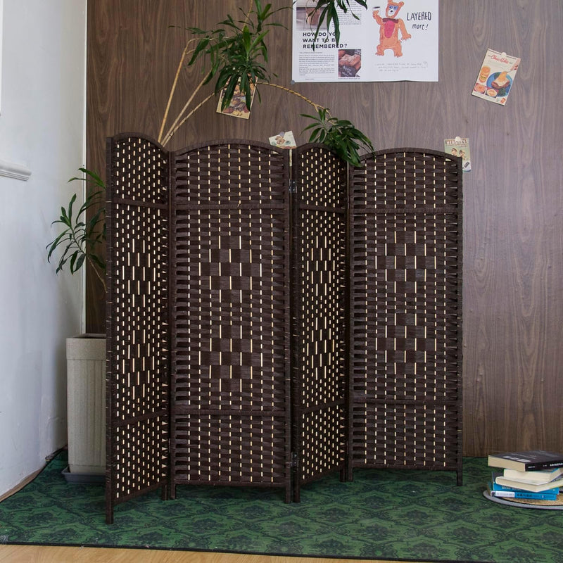 3 Panel Rattan Divider Short Room Partition Screen
