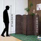 3 Panel Rattan Divider Short Room Partition Screen