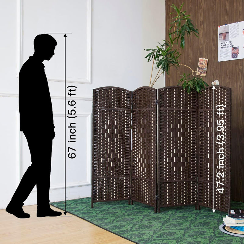 3 Panel Rattan Divider Short Room Partition Screen