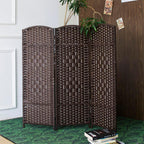 3 Panel Rattan Divider Short Room Partition Screen