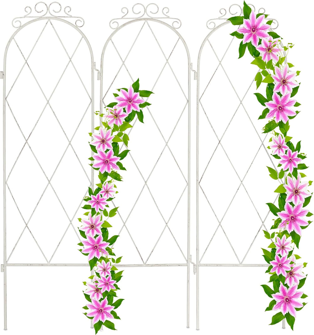 3-Panel Trellis Vintage Garden Screen Metal Lattice Climbing