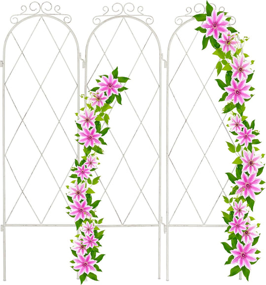 3-Panel Trellis Vintage Garden Screen Metal Lattice Climbing