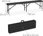 3-Piece Folding Garden Furniture Set Beer Benches