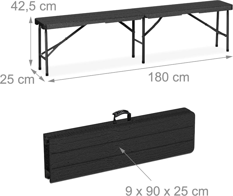 3-Piece Folding Garden Furniture Set Beer Benches