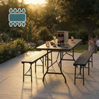 3-Piece Folding Garden Furniture Set Beer Benches