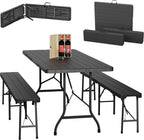 3-Piece Folding Garden Furniture Set Beer Benches