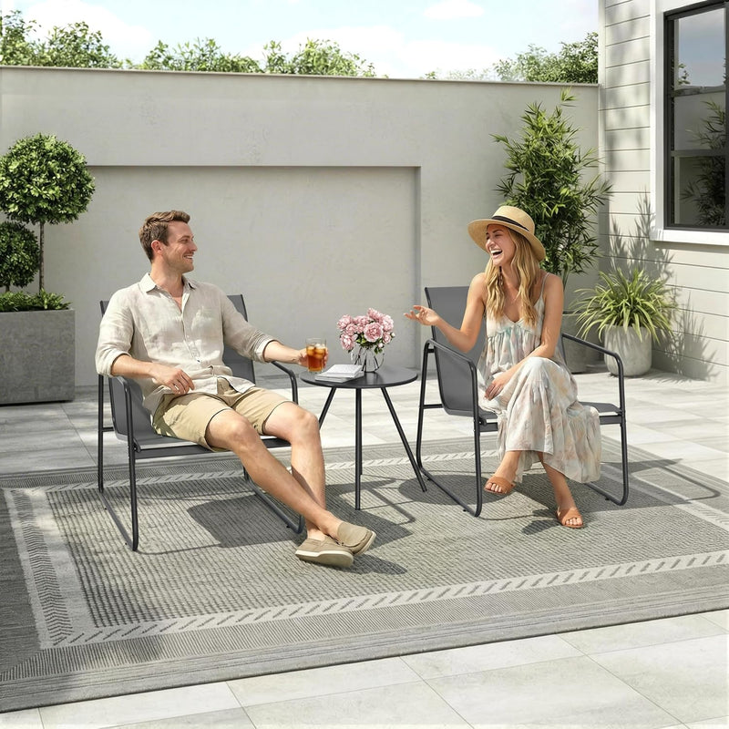 3-Piece Patio Bistro Set Garden Furniture with Table