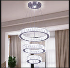 3-Ring Crystal LED Chandelier Adjustable Height K9
