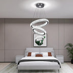 3-Ring Crystal LED Chandelier Adjustable Height K9