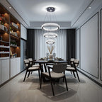 3-Ring Crystal LED Chandelier Adjustable Height K9