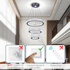 3-Ring Crystal LED Chandelier Adjustable Height K9