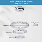 3 Ring Crystal Pendant Light Cool