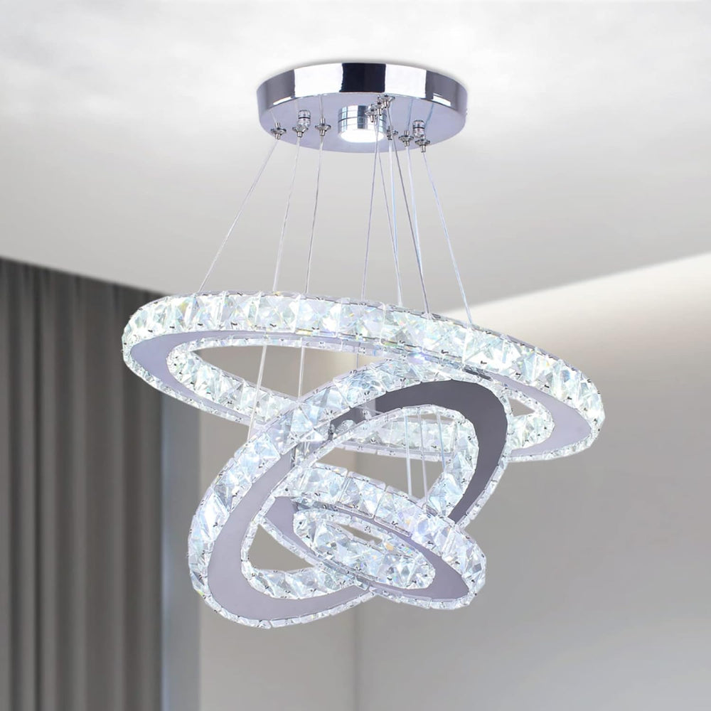 3 Ring Crystal Pendant Light Cool