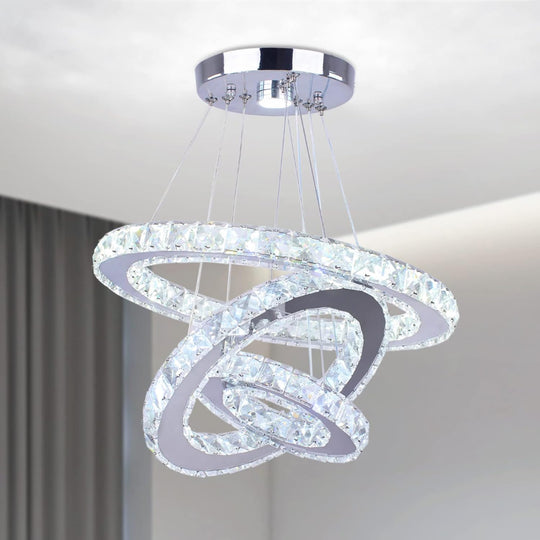 3 Ring Crystal Pendant Light Cool