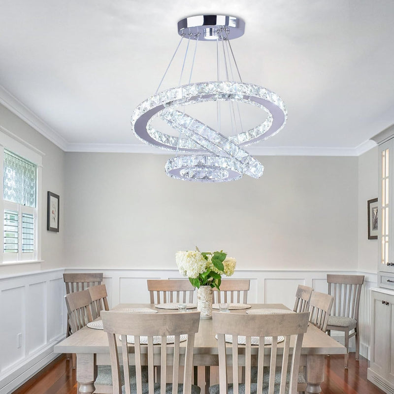 3 Ring Crystal Pendant Light Cool