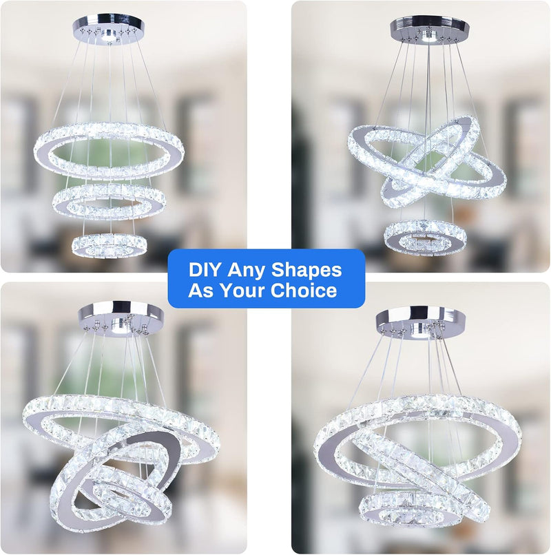 3 Ring Crystal Pendant Light Cool