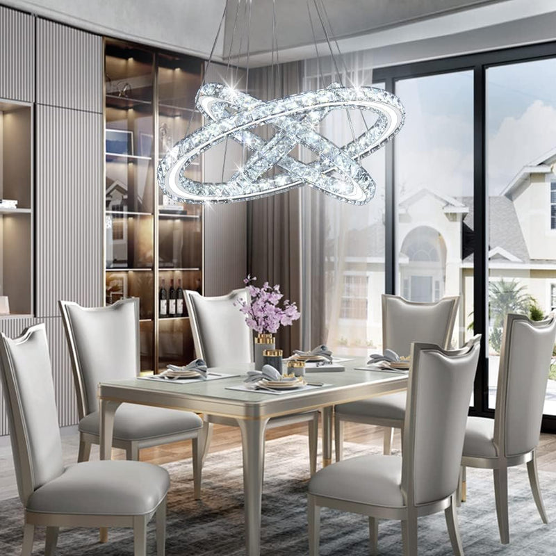 3-Ring Modern Acrylic Crystal Ring Pendant Chandelier Cool
