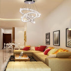3-Ring Modern Acrylic Crystal Ring Pendant Chandelier Cool