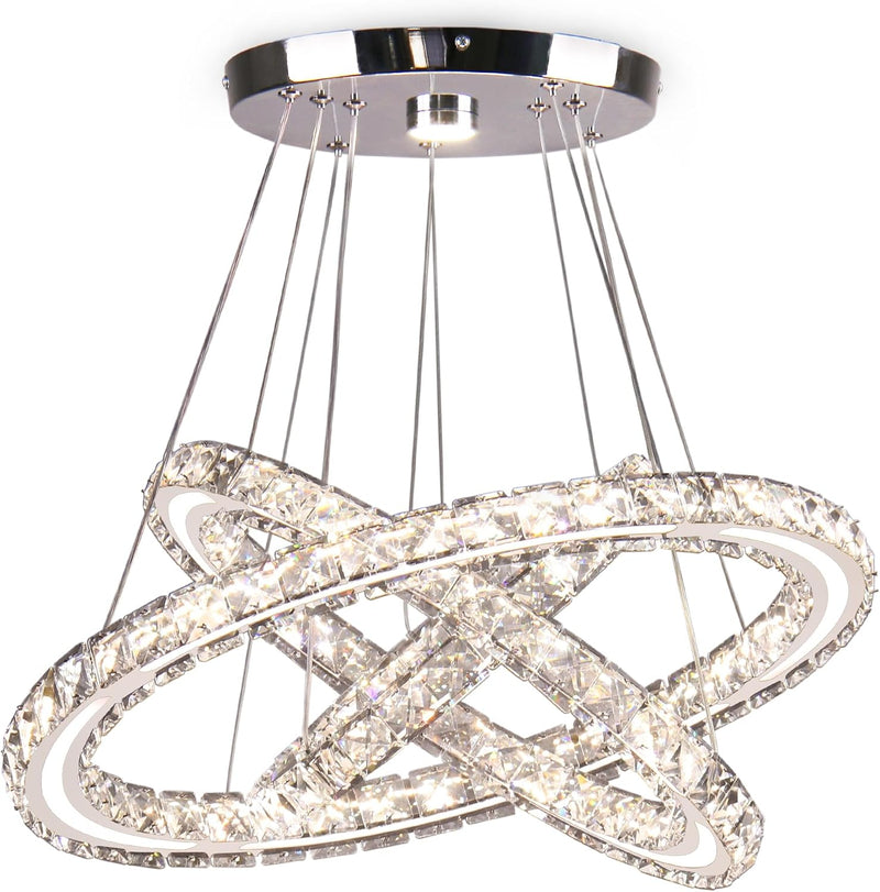 3-Ring Modern Acrylic Crystal Ring Pendant Chandelier Cool