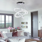 3-Ring Modern Acrylic Crystal Ring Pendant Chandelier Cool