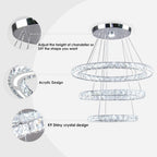 3-Ring Modern Acrylic Crystal Ring Pendant Chandelier Cool