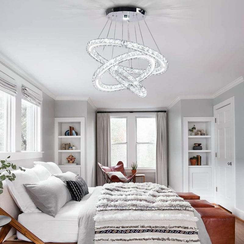 3-Ring Modern Acrylic Crystal Ring Pendant Chandelier Cool