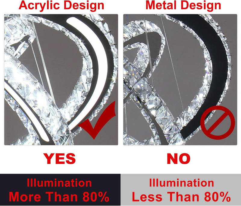 3-Ring Modern Acrylic Crystal Ring Pendant Chandelier Cool