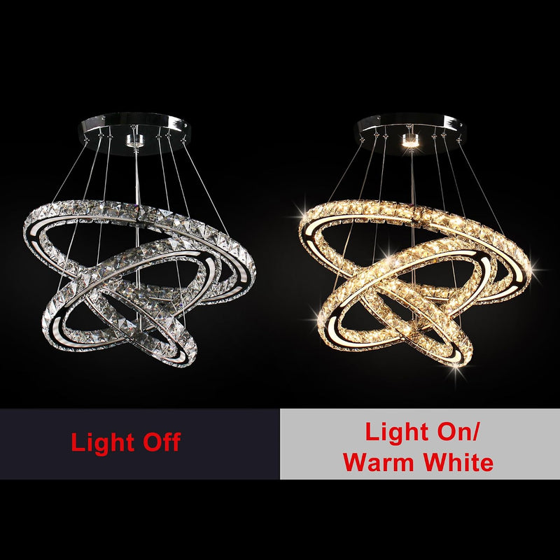 3-Ring Modern Acrylic Crystal Ring Pendant Chandelier Cool