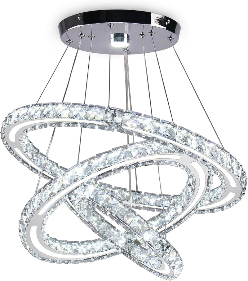 3-Ring Modern Acrylic Crystal Ring Pendant Chandelier Cool