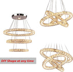 3-Ring Modern Acrylic Crystal Ring Pendant Chandelier Cool